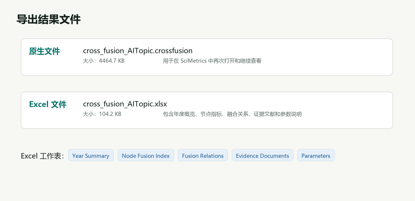 Native cross-fusion file and Excel output